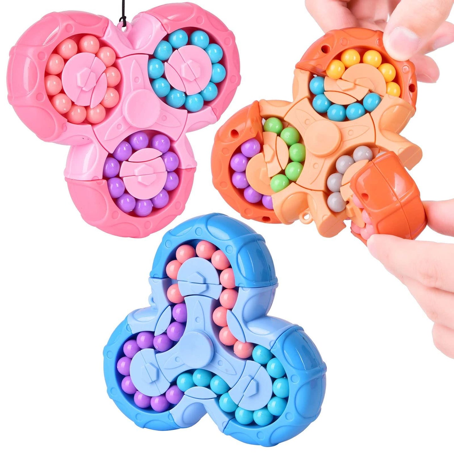 Fidget Spinner Toys 2-in-1 Magic Ball Brain Teaser STEM Game-Magic Bean Puzzle Toy Rotating Magic Bean Cube