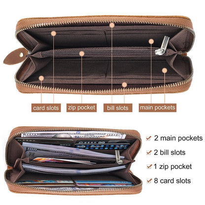 Wallets Genuine Leather Long Style Wallets With Zip - Mens