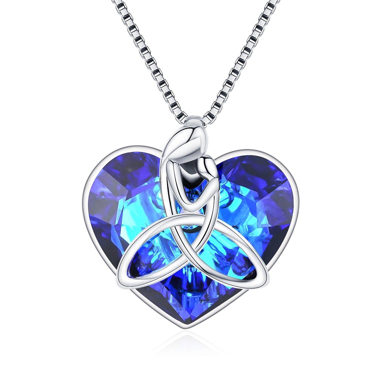 Sterling Silver Irish Celtic Knot Love Heart Pendant With Crystal Jewelry