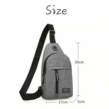 Mens Sling Bag Cross Body Handbag Chest Bag Shoulder Pack Sports Travel Backpack Grey