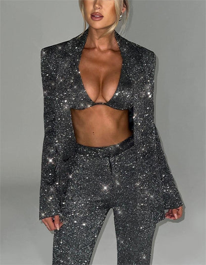 Ladies Bling Three-piece Bikini Suit