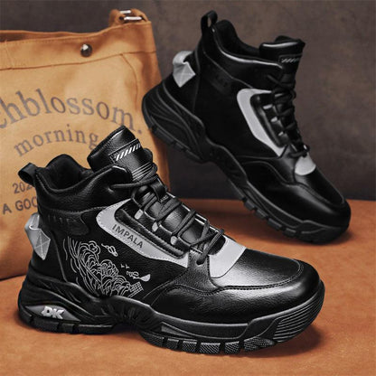 Mens Leather Facing Wear-resistant Labour Protection High-top Tide Boots