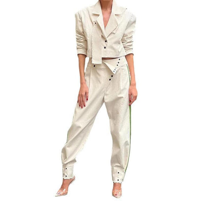 Ladies Lapel Short Suit Temperament Trousers Suit