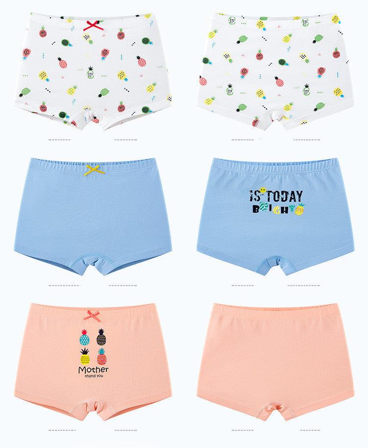 Girls Creative Print Cotton Underwear Boxer Set X3