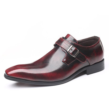 Mens Stylish Pointed Toe Buckle Leather shoes