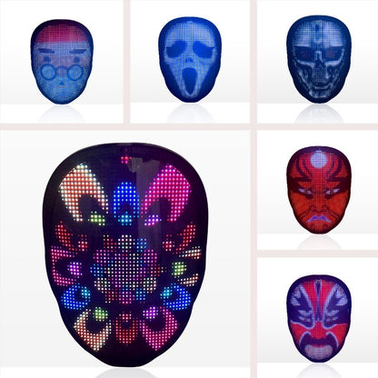 Halloween Face Masks Full Colour LED Luminous Changing Mask- Silicone - Party Bar Props