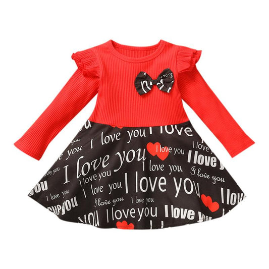 Baby-Girls Striped Print Tulle- I Love You