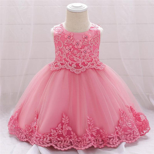 Girls Beautiful Embroidered Lace Princess Dress