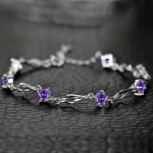 Stunning Crystal Gem Bracelet Sterling Silver-Ladies