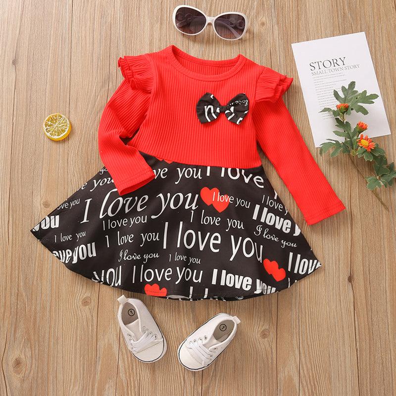 Baby-Girls Striped Print Tulle- I Love You