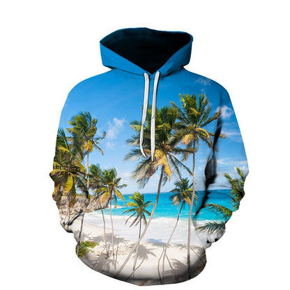 Beach Maple Leaf Couples Sport  Casual Hoodies-Unisex