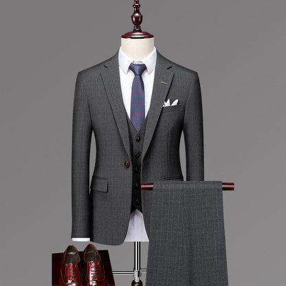 Mens Casual Formal Classic Plaid Suit