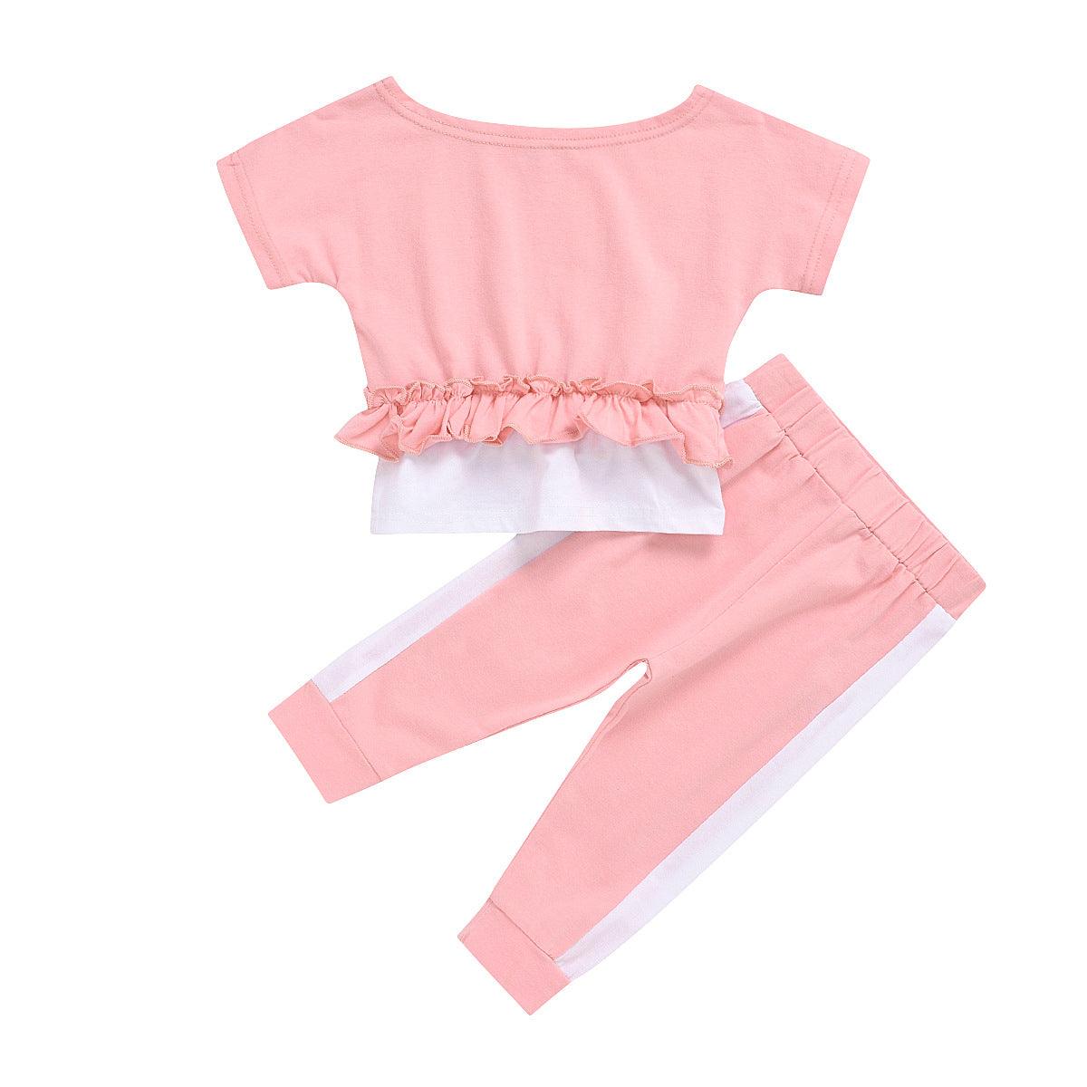 Girls Big Neckline Top & Leggings Outfit Set