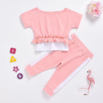 Girls Big Neckline Top & Leggings Outfit Set