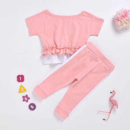 Girls Big Neckline Top & Leggings Outfit Set