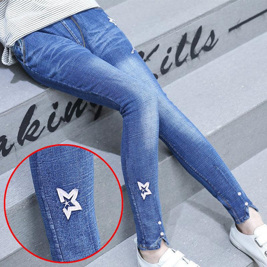 Girls"  New Fashion Five Pointed Star Skinny Jeans