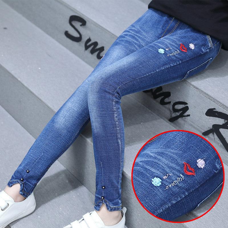 Girls"  New Fashion Five Pointed Star Skinny Jeans