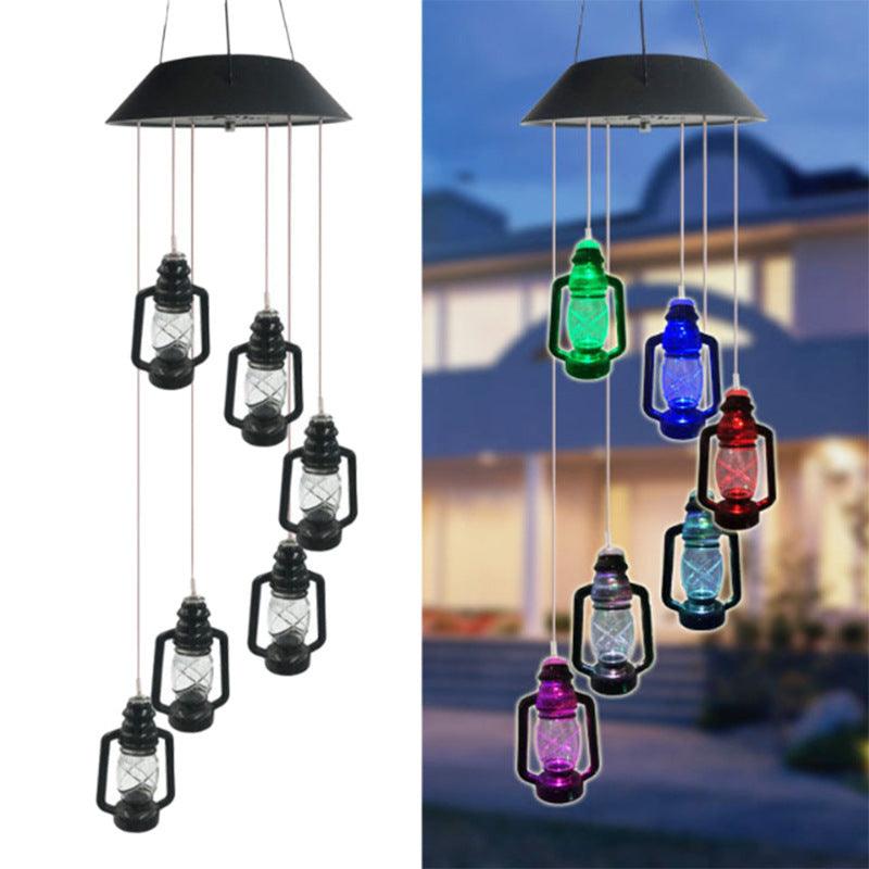 Colour-Changing Solar-Powered Lanterns Wind Chime Mobile with LED Lighting