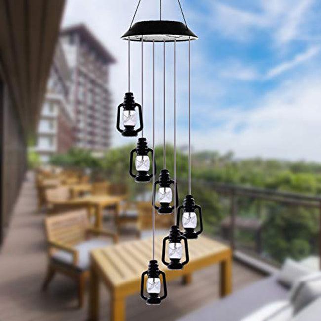 Colour-Changing Solar-Powered Lanterns Wind Chime Mobile with LED Lighting