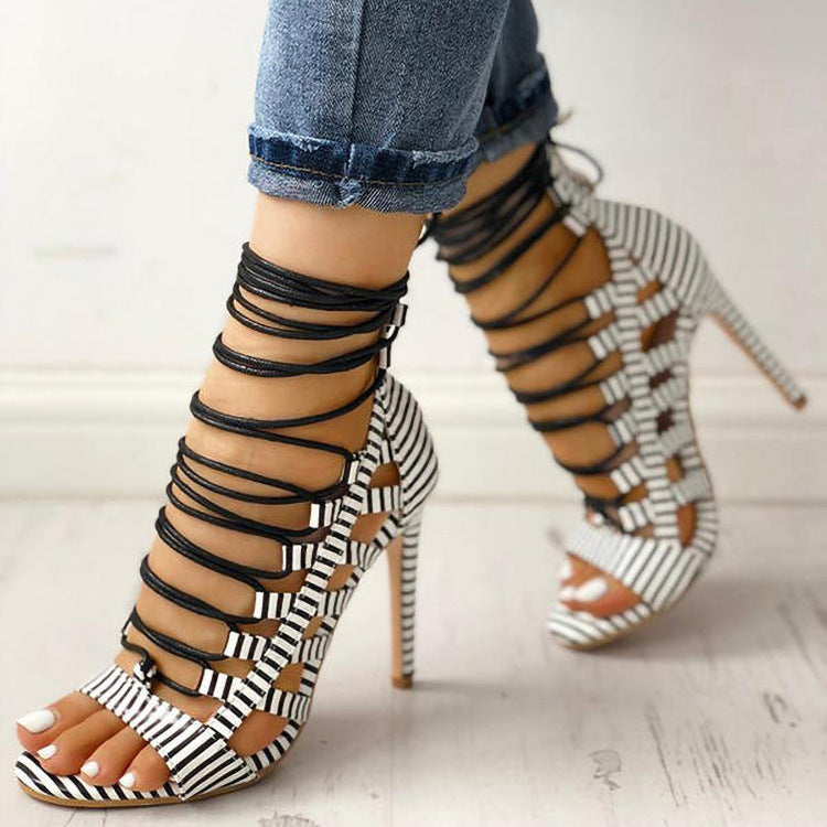 Ladies Unique Pointed Toe Plus Size High Heel Sandals