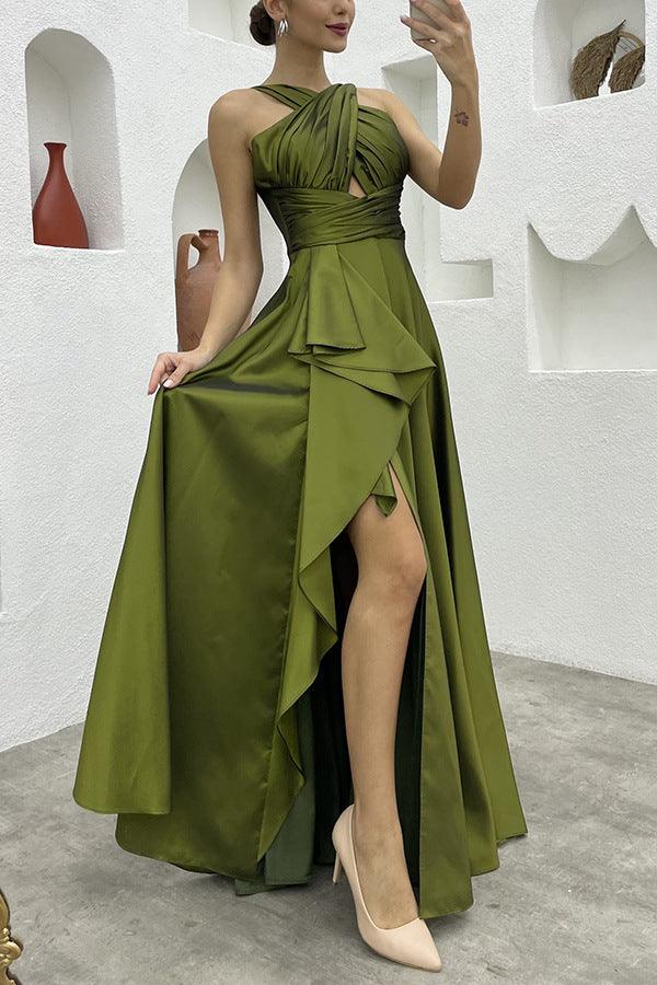 Women's Sleeveless Solid Colour Irregular Long Dress