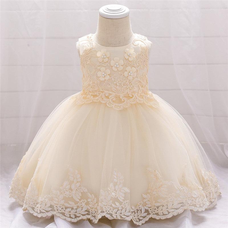 Girls Beautiful Embroidered Lace Princess Dress