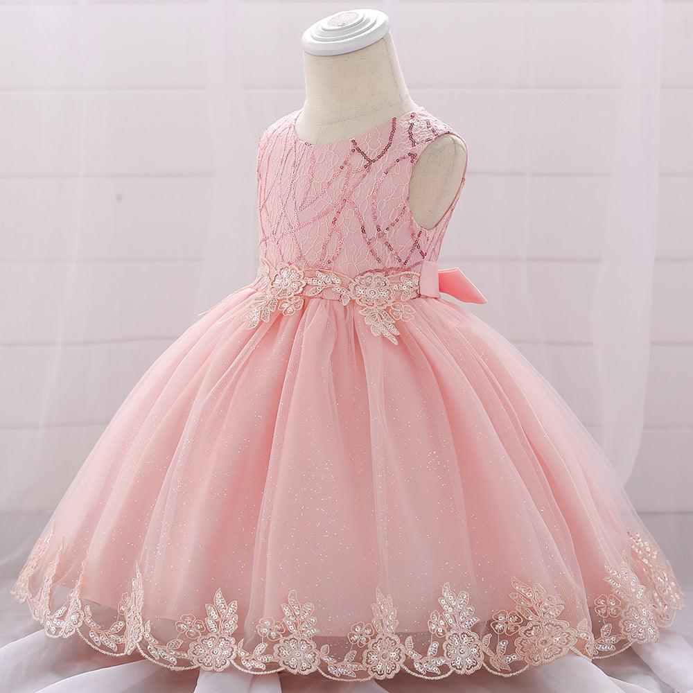 Baby-Girls Stunning Ariel Style Glitzy With Flower Detail Princess Dress