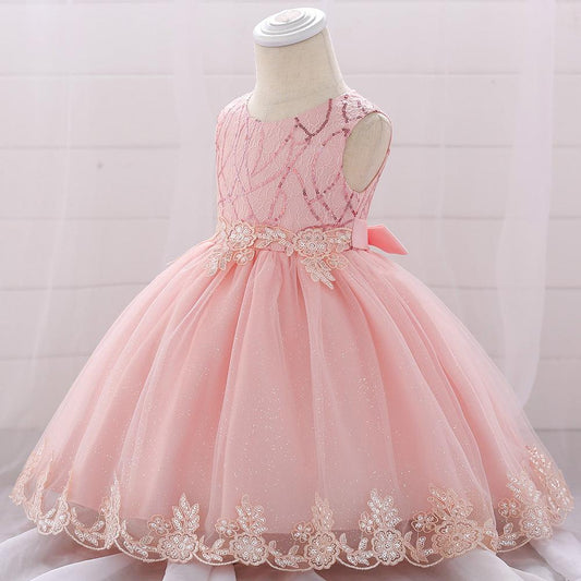 Baby-Girls Stunning Ariel Style Glitzy With Flower Detail Princess Dress