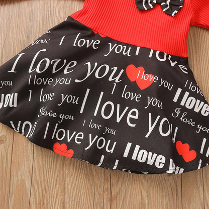 Baby-Girls Striped Print Tulle- I Love You