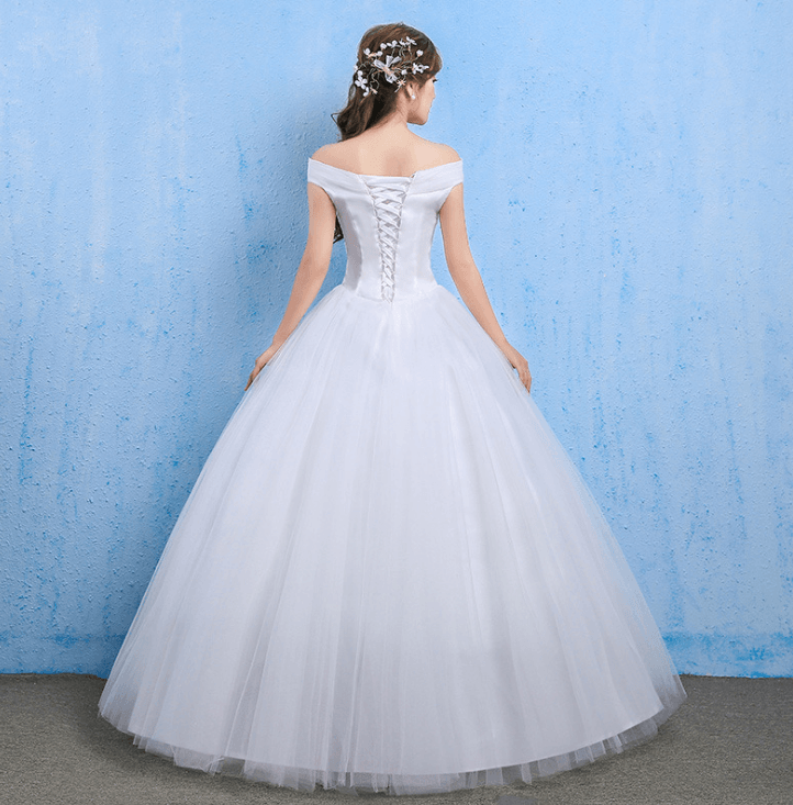 Adorable Elegant Light One Word Shoulder Corset Back Princess Style Wedding Dress