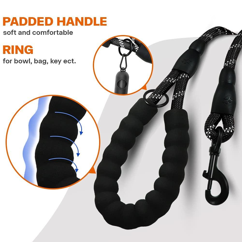 Adjustable Waist Rope Leash Padded Handle Reflective Lead