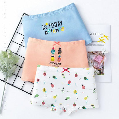 Girls Creative Print Cotton Underwear Boxer Set X3