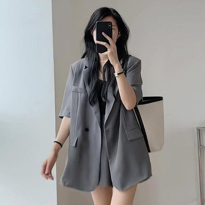 Ladies Casual Loose Jacket - Shorts Two-piece Suit