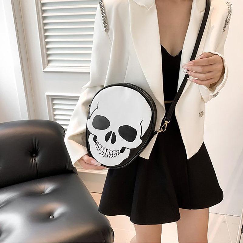 Halloween Skull Shoulder Bag: A Quirky Messenger Bag for Kids and Couples, Perfect for Outdoor Activities and Carrying Small Phones for Women.