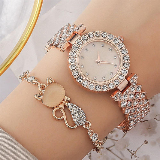 Ladies Bracelet Watch Round Diamond - Luxury Gift