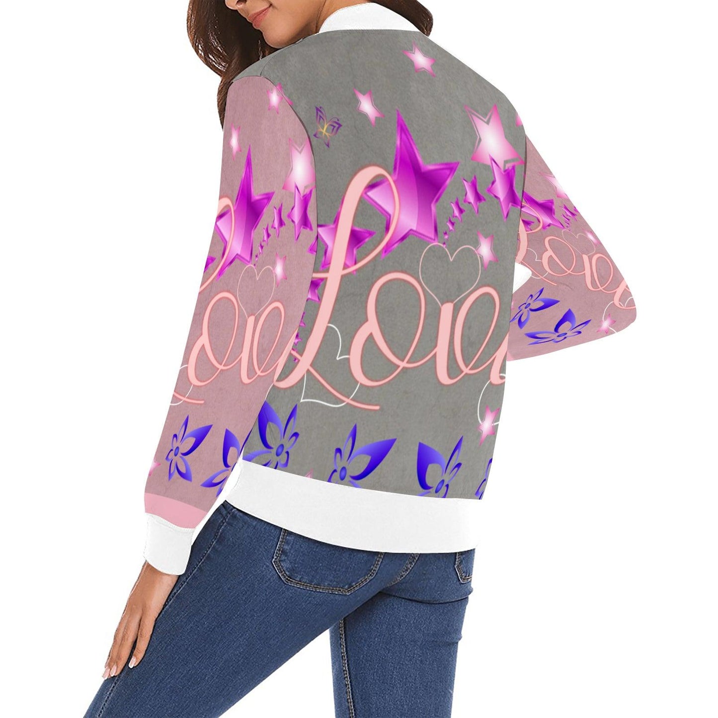 All Over Print Bomber Jacket for Women ( H19)