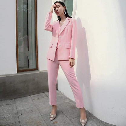 Ladies Elegant 3 Pc - Pink Temperament Suit