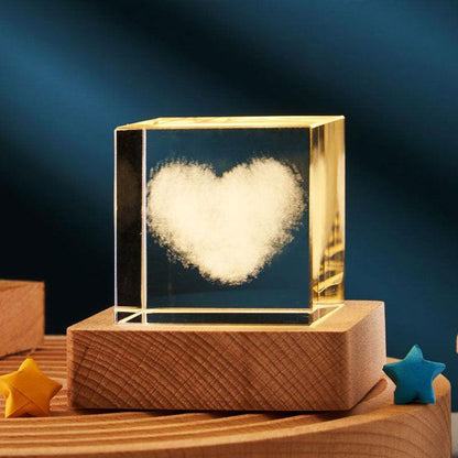 Home Decor-Transparent Crystal Cube Desktop Decoration Small Night Lamp