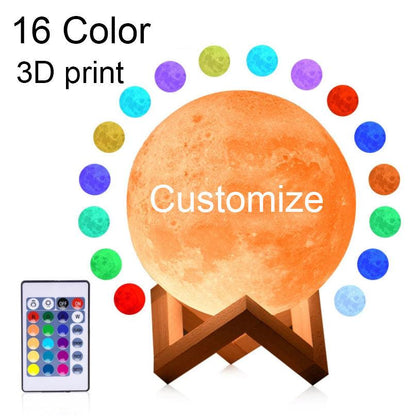 Rambery Moon Lamp 3D Print Night Light Rechargeable 3 Colour Tap Control Lamp Lights