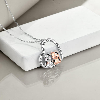 Necklace Cow 925 Sterling Silver I Love You Always and Forever