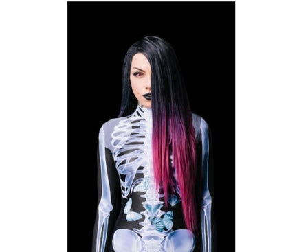 Halloween Adults See-through Skeleton 3D Printed One-piece-Long Sleeve Tights