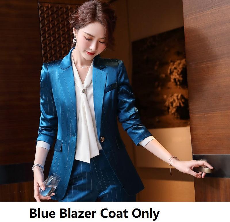 Acetate Satin Suit Professional Pants Suit -Women's