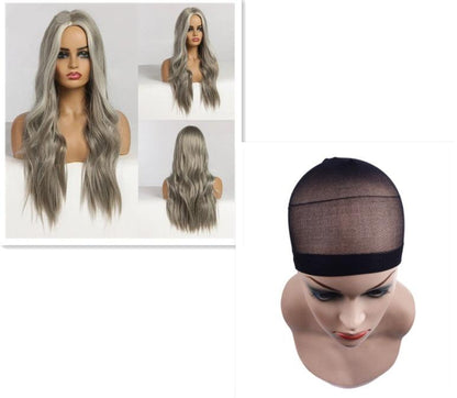 Head Co0verings Long Curly Ombre Grey Wigs