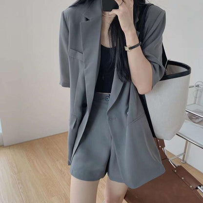 Ladies Casual Loose Jacket - Shorts Two-piece Suit