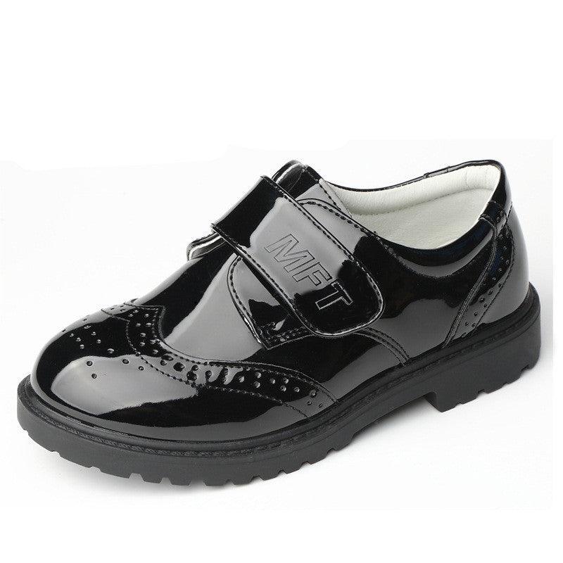 Boys Leather Black British Style Shoes