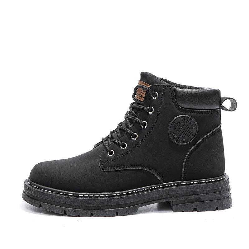 Mens Chunky Mid Heel Unique Design Martin Boots