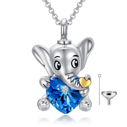 Urn Crystal Necklaces Elephant Heart Cremation Memorial Keepsake Necklace Jewellery