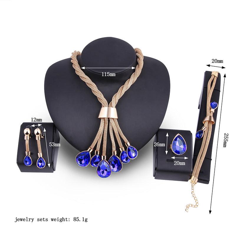 Beautiful Necklace Earrings Jewellery Set Four-piece-Gilded