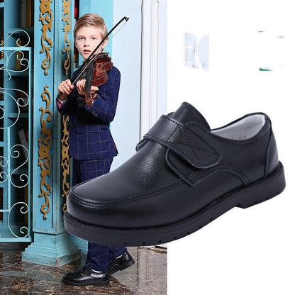 Boys Black Leather Single Shoes