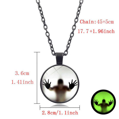 Round Luminous Necklace Halloween Personality Clavicle Pendant Vintage Sweater Chain Fashion Jewelry Accessories